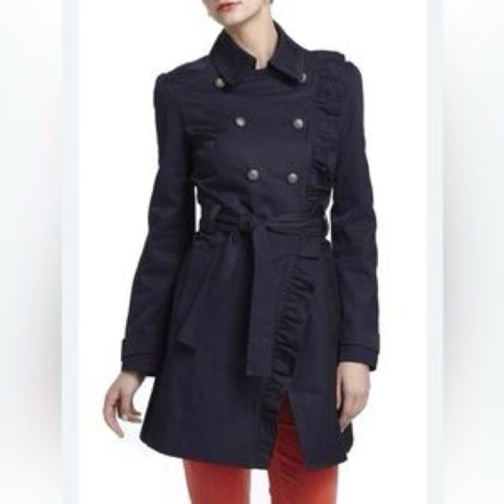 Elevenses Navy Double-Breasted Trench Coat